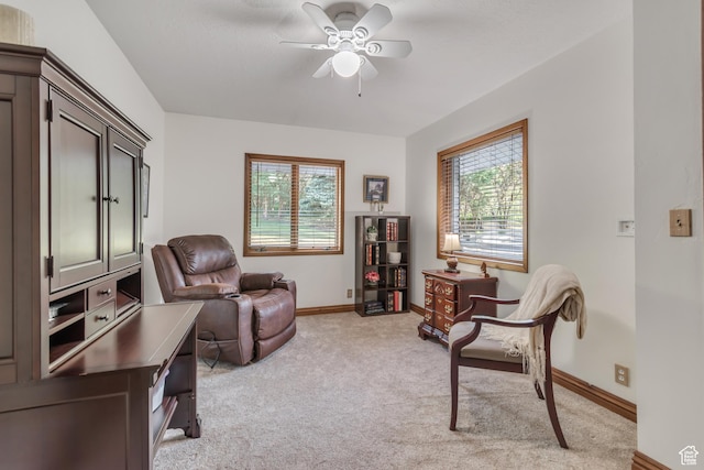 685 S Woodland Hills Dr, Woodland Hills, UT 84653 - living area featuring plenty of natural light, light carpet, and a ceiling fan