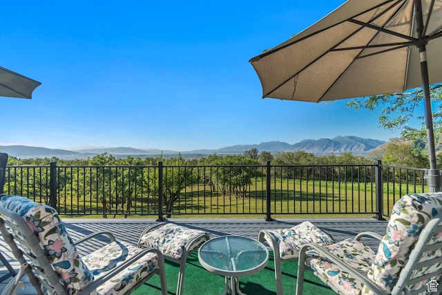 685 S Woodland Hills Dr, Woodland Hills, UT 84653 - view of patio / terrace with a mountain view