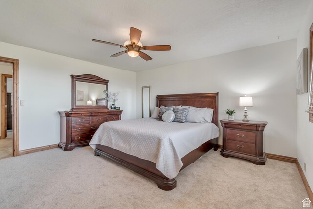 685 S Woodland Hills Dr, Woodland Hills, UT 84653 - bedroom featuring light colored carpet and ceiling fan