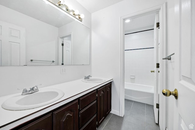 672 E Center St, Providence, UT 84332 - bathroom featuring tile patterned floors, double vanity, and  shower combination