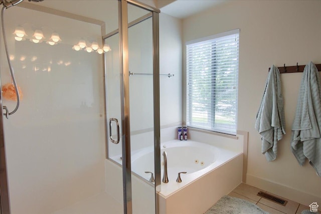 2832 S 1200 W, Syracuse, UT 84075 - full bathroom featuring a shower stall, tile patterned floors, and a jetted tub