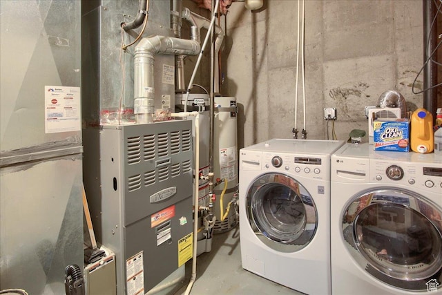 2832 S 1200 W, Syracuse, UT 84075 - laundry area with washer and dryer, gas water heater, and heating unit