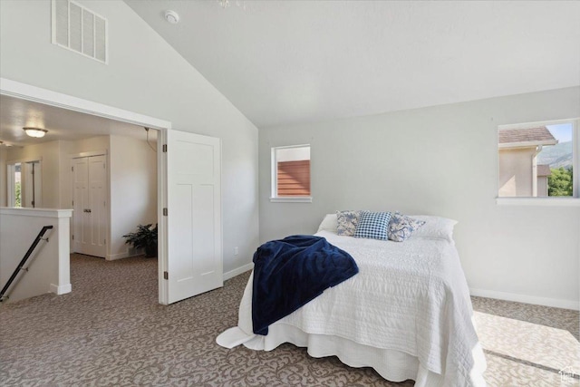 756 Spring Pond Dr, Farmington, UT 84025 - carpeted bedroom with baseboards and high vaulted ceiling