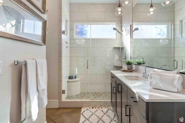4582 S 1500 W, Hurricane, UT 84737 - bathroom featuring plenty of natural light, vanity, tile patterned floors, and a stall shower