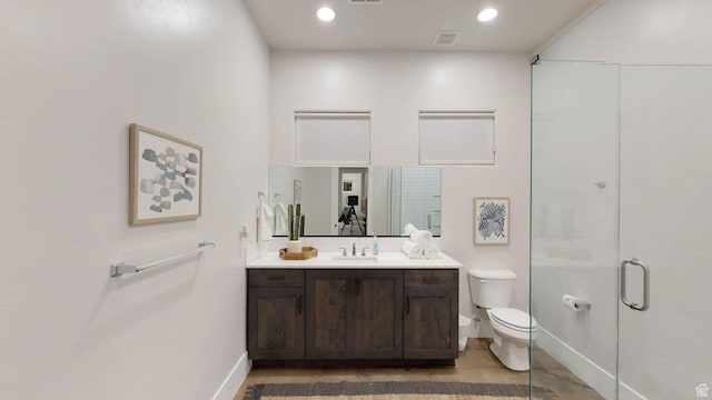 4582 S 1500 W, Hurricane, UT 84737 - full bathroom featuring vanity, a stall shower, tasteful backsplash, and recessed lighting