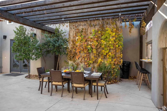 4582 S 1500 W, Hurricane, UT 84737 - view of patio with outdoor dining space, a pergola, and french doors