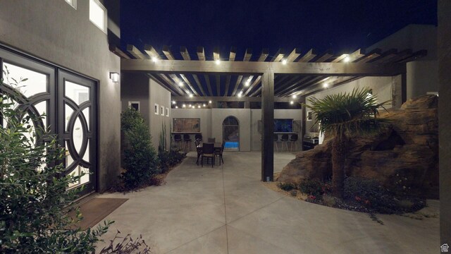 4582 S 1500 W, Hurricane, UT 84737 - patio at twilight with a patio, outdoor dining area, and a pergola