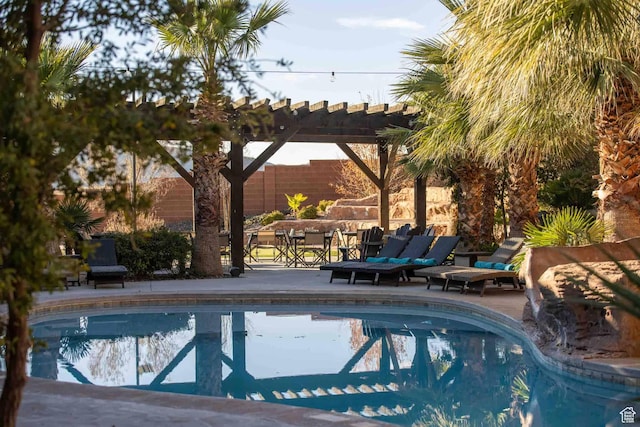 4582 S 1500 W, Hurricane, UT 84737 - view of swimming pool featuring a pergola, a patio, and an outdoor living space