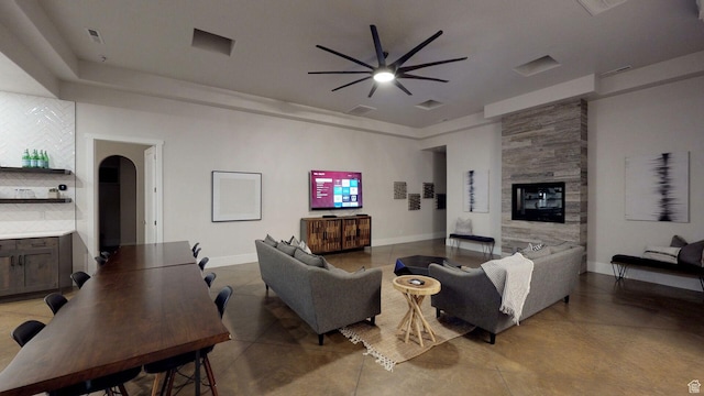 4582 S 1500 W, Hurricane, UT 84737 - living room featuring ceiling fan and concrete floors