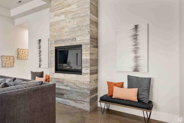 4582 S 1500 W, Hurricane, UT 84737 - living room with concrete flooring and a fireplace