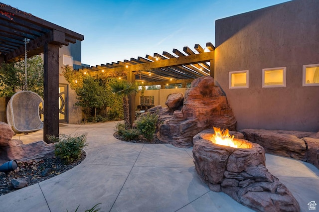 4582 S 1500 W, Hurricane, UT 84737 - view of patio / terrace featuring a pergola and an outdoor fire pit