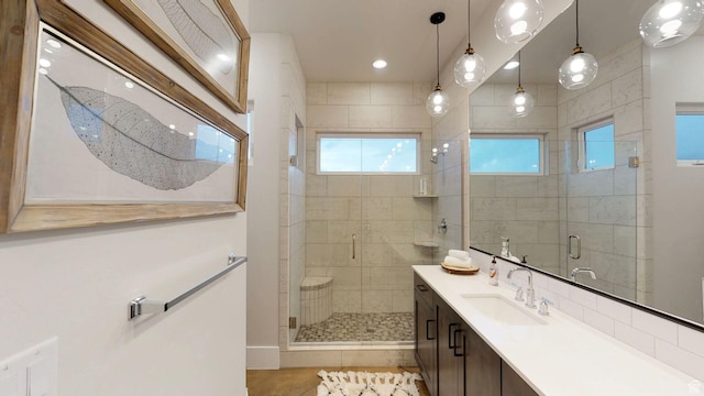 4582 S 1500 W, Hurricane, UT 84737 - full bath with vanity, a shower stall, and tile patterned floors