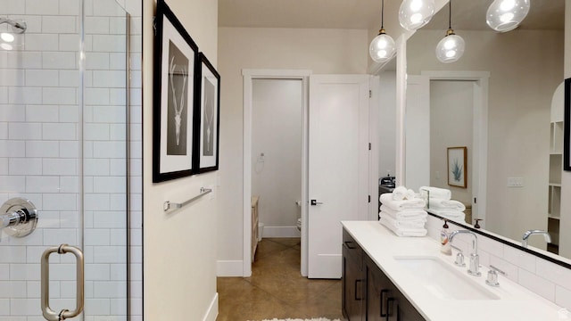 4582 S 1500 W, Hurricane, UT 84737 - bathroom featuring tile patterned flooring, vanity, and a tile shower