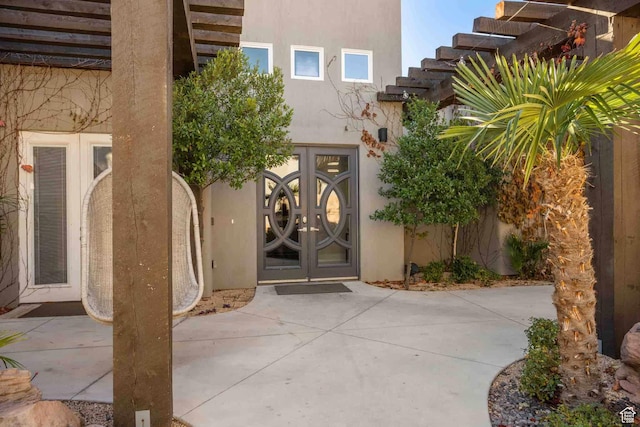4582 S 1500 W, Hurricane, UT 84737 - entrance to property with french doors and stucco siding