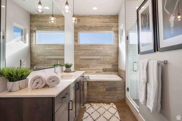 4582 S 1500 W, Hurricane, UT 84737 - full bath featuring vanity, a garden tub, and a shower stall