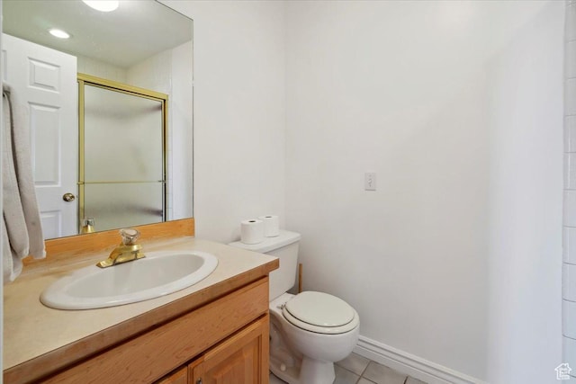 3181 E Deer Creek Cir, Cottonwood Heights, UT 84121 - bathroom featuring vanity, a shower with door, and tile patterned flooring