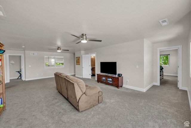 2119 Blair Cir, Santa Clara, UT 84765 - living area with carpet, healthy amount of natural light, and ceiling fan