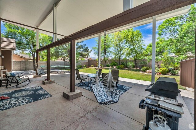 2119 Blair Cir, Santa Clara, UT 84765 - fenced backyard with a grill and a patio