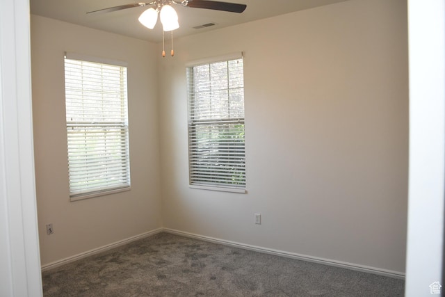 3072 W Leisure Villas Ct, West Jordan, UT 84084 - unfurnished room with ceiling fan and dark carpet