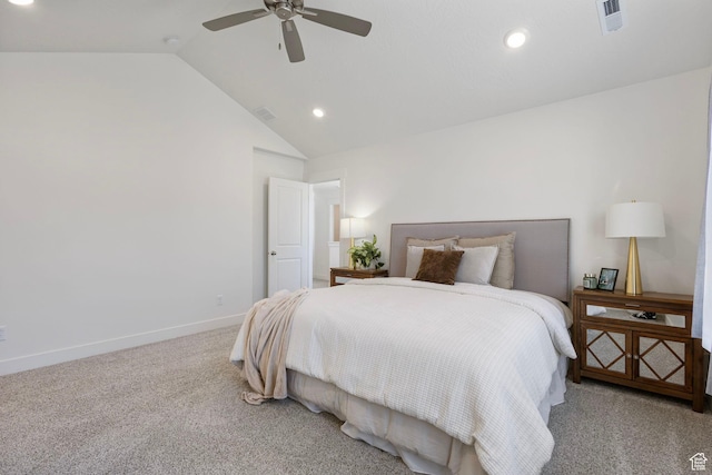 7494 N Silver Ridge Rd Unit 3466, Eagle Mountain, UT 84005 - carpeted bedroom featuring lofted ceiling, recessed lighting, and ceiling fan