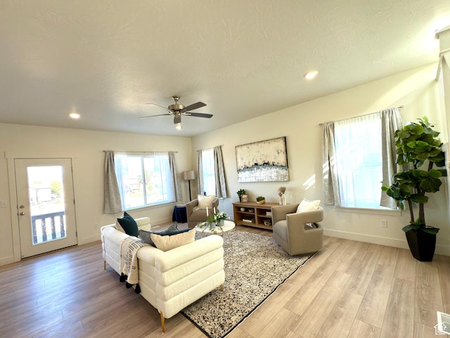 7494 N Silver Ridge Rd Unit 3466, Eagle Mountain, UT 84005 - living area with light wood-style floors, ceiling fan, and recessed lighting
