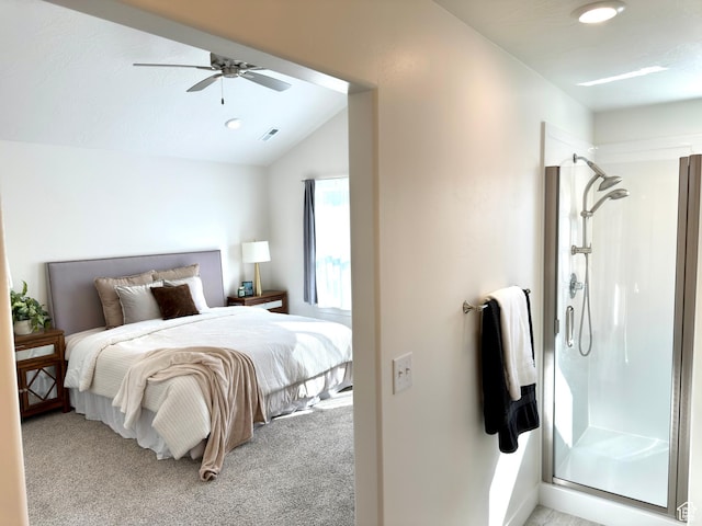7494 N Silver Ridge Rd Unit 3466, Eagle Mountain, UT 84005 - bedroom with vaulted ceiling, light carpet, ceiling fan, and recessed lighting