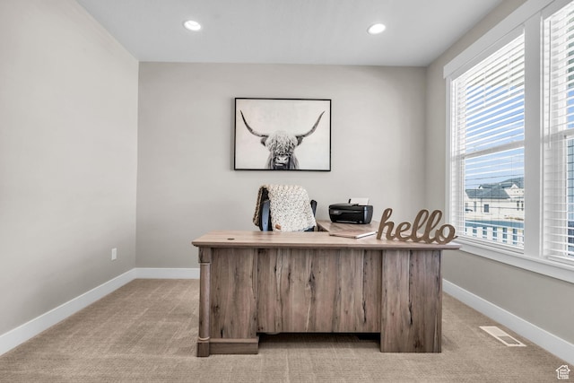 2873 S Puddle Ln, Saratoga Springs, UT 84045 - office area with plenty of natural light, light carpet, and recessed lighting