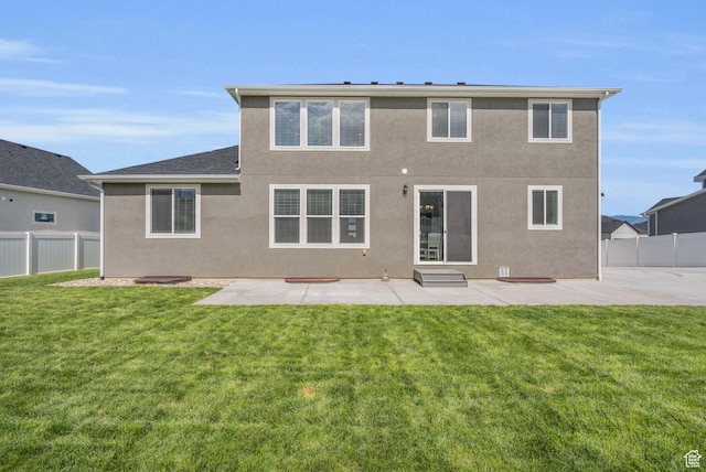 2873 S Puddle Ln, Saratoga Springs, UT 84045 - rear view of house featuring a patio area, stucco siding, and entry steps
