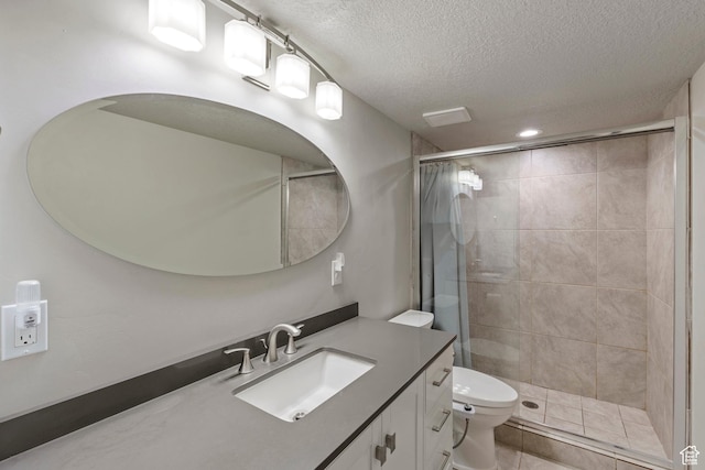 916 Cold Creek Way, Layton, UT 84041 - full bath with a textured ceiling, vanity, and a shower stall