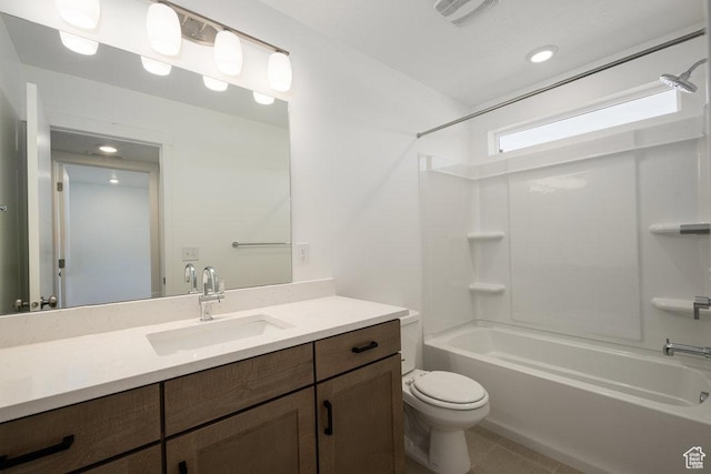 6556 S Jefferson St Unit 15, Murray, UT 84107 - full bathroom featuring shower / tub combination, vanity, tile patterned flooring, and recessed lighting