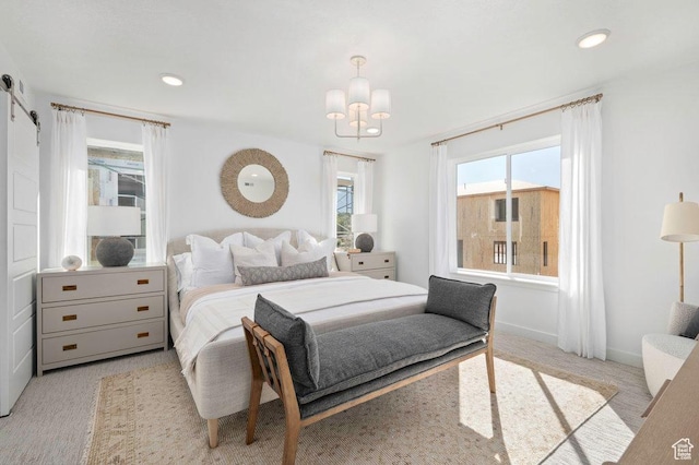 6556 S Jefferson St Unit 15, Murray, UT 84107 - carpeted bedroom with a chandelier and recessed lighting
