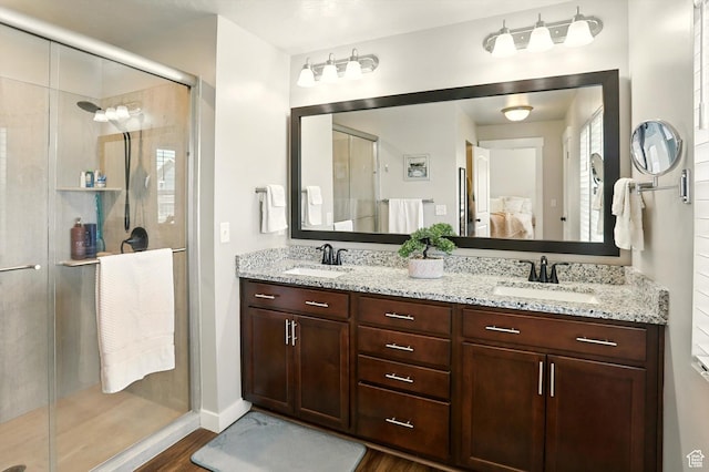 847 N 2125 W, Layton, UT 84041 - full bathroom with ensuite bathroom, wood finished floors, a shower stall, and double vanity