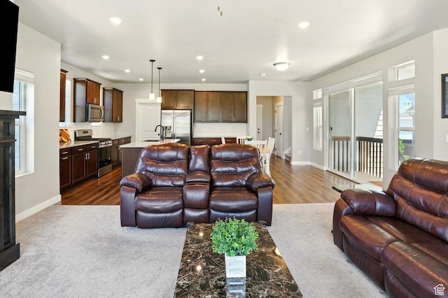 847 N 2125 W, Layton, UT 84041 - living room with recessed lighting and dark wood-style floors