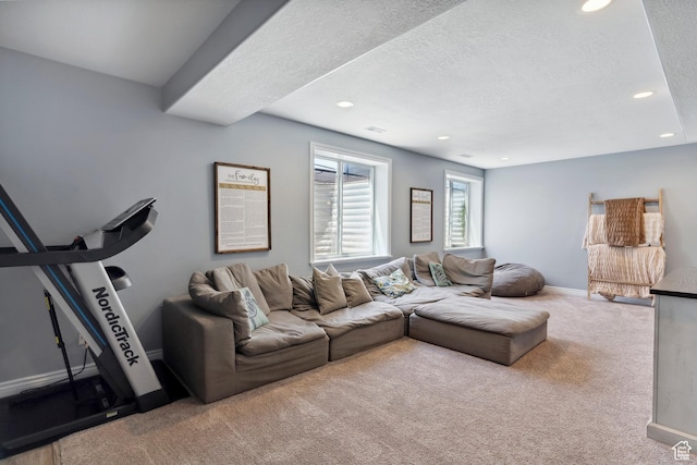 163 Cold Creek Way, Layton, UT 84041 - carpeted living area featuring recessed lighting and a textured ceiling
