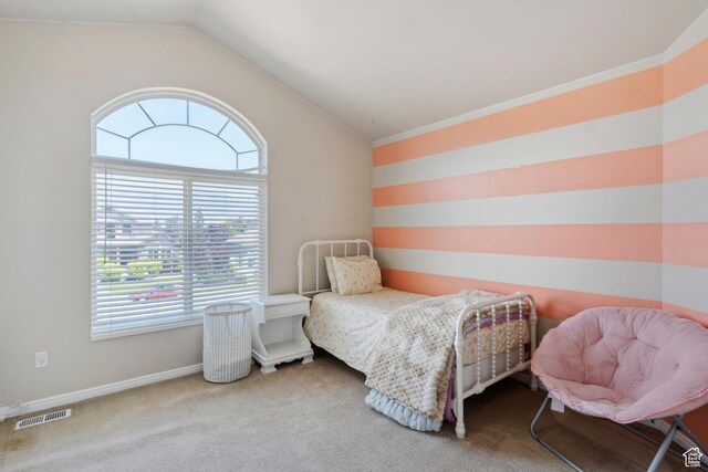 163 Cold Creek Way, Layton, UT 84041 - carpeted bedroom featuring lofted ceiling and baseboards