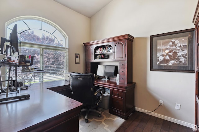 163 Cold Creek Way, Layton, UT 84041 - office space with healthy amount of natural light, dark wood finished floors, and vaulted ceiling