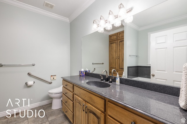 841 E 5875 S, South Ogden, UT 84405 - bathroom featuring vanity, crown molding, and tile patterned flooring