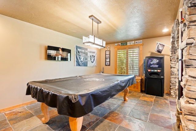 665 E 3550 N, North Ogden, UT 84414 - recreation room featuring stone tile floors, a textured ceiling, and billiards