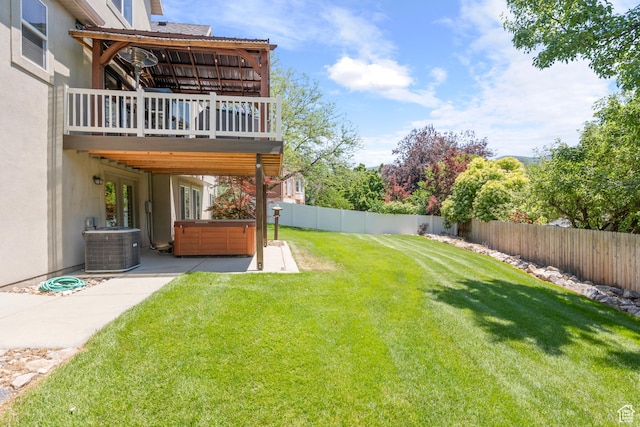 665 E 3550 N, North Ogden, UT 84414 - fenced backyard with a hot tub, a patio, and a deck