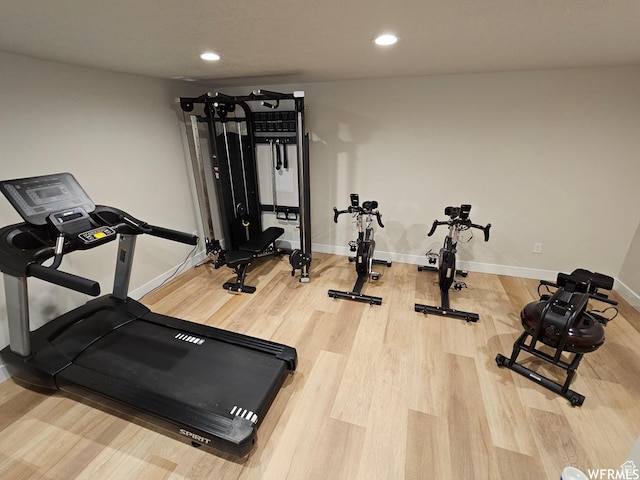 940 N Center St, Santaquin, UT 84655 - workout room with wood finished floors and recessed lighting