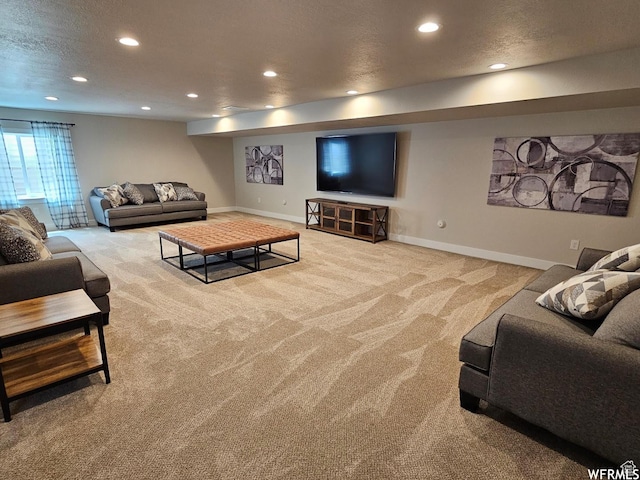 940 N Center St, Santaquin, UT 84655 - carpeted living room with recessed lighting and a textured ceiling