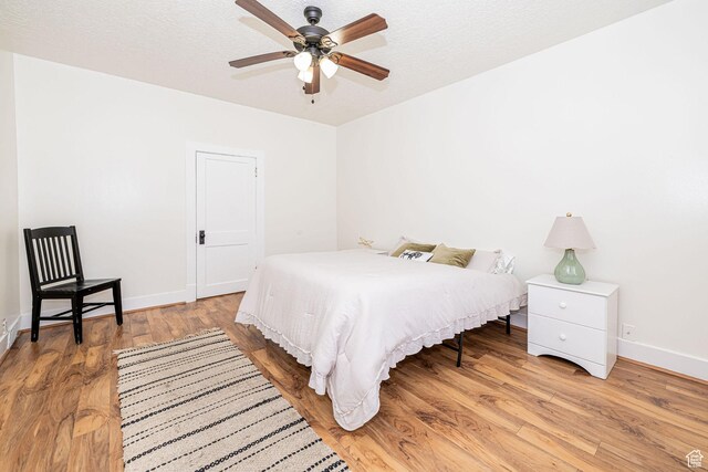 13 N 100 W, Smithfield, UT 84335 - bedroom with light wood-style floors, a ceiling fan, and a textured ceiling