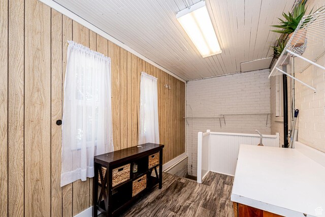 13 N 100 W, Smithfield, UT 84335 - washroom with dark wood-style flooring, wood walls, and wood ceiling