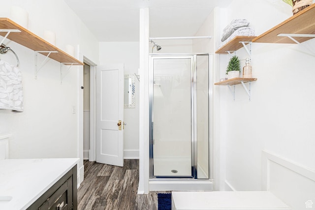 13 N 100 W, Smithfield, UT 84335 - full bath featuring a shower stall, wood finished floors, and vanity