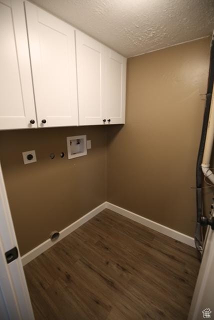 591 E Acoma Rd A-B, Unit A-B Midvale, UT 84047 - washroom with dark wood-type flooring, electric dryer hookup, a textured ceiling, cabinet space, and washer hookup