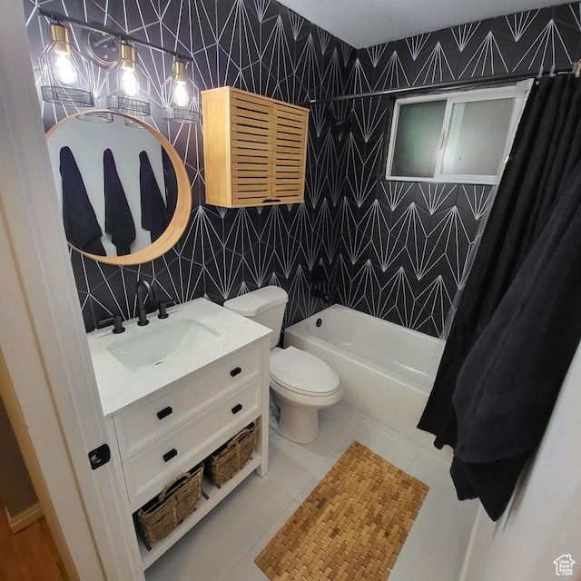 650 N 300 W Unit 206, Salt Lake City, UT 84103 - bathroom with vanity, tile patterned floors, tile walls, and shower / bath combination with curtain