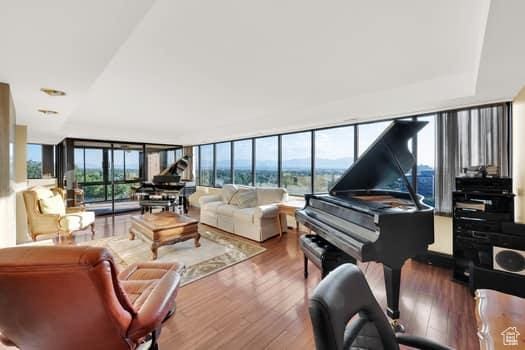 426 S 1000 E Unit 707, Salt Lake City, UT 84102 - living area with wood finished floors and expansive windows