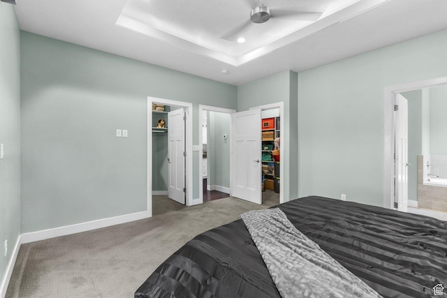130 Matilda Ln, Springdale, UT 84767 - bedroom with a spacious closet, a closet, carpet flooring, recessed lighting, and a tray ceiling