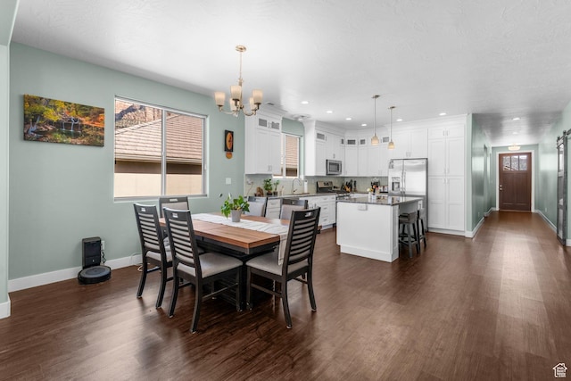 130 Matilda Ln, Springdale, UT 84767 - dining area with a chandelier, dark wood-style flooring, and recessed lighting