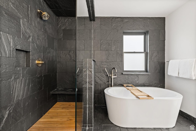 51 Daly Ave, Park City, UT 84060 - bathroom with walk in shower and a freestanding bath